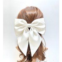 Christmas Bows, White Satin Hair Bow, White Bridal, Wedding Bow, Big Bow For Women, Dress, Accessori | Etsy (US)