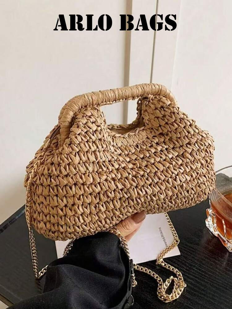 Fashionable Straw Woven Bag, Unique Braided Shoulder Bag, Versatile Casual Crossbody Bag For Women, Suitable For Outings, Dates, Shopping, Gifts, Work Commute | SHEIN