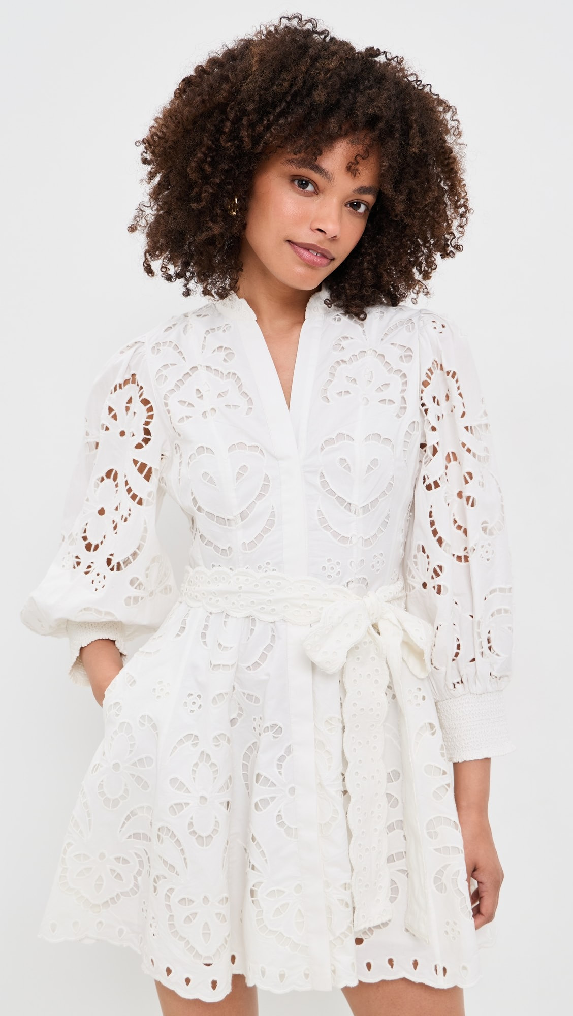 ALICE + OLIVIA Lucy Embroidered Long Sleeve Mini Shirt Dress | Shopbop | Shopbop