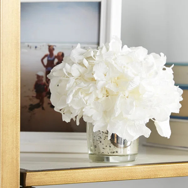 Mini Preserved Hydrangea Floral Arrangement in Vase | Wayfair North America
