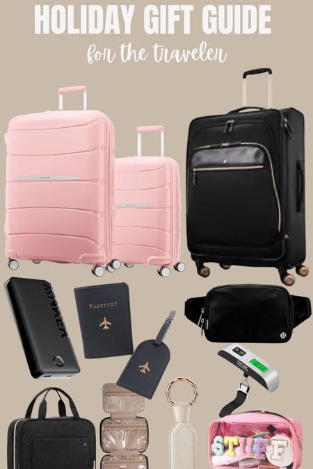 Gift guide for the traveler / frequent flyer in our life 💗 linking all my favorite travel essentials and luggage from Samsonite 