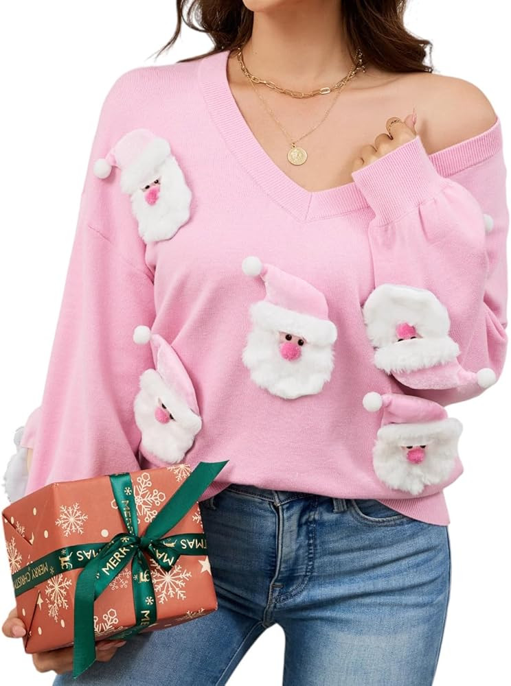 LUBOT Ugly Christmas Sweaters for Women Soft Acrylic Blend Cute Fuzzy Funny Wintertime Holiday Pa... | Amazon (US)