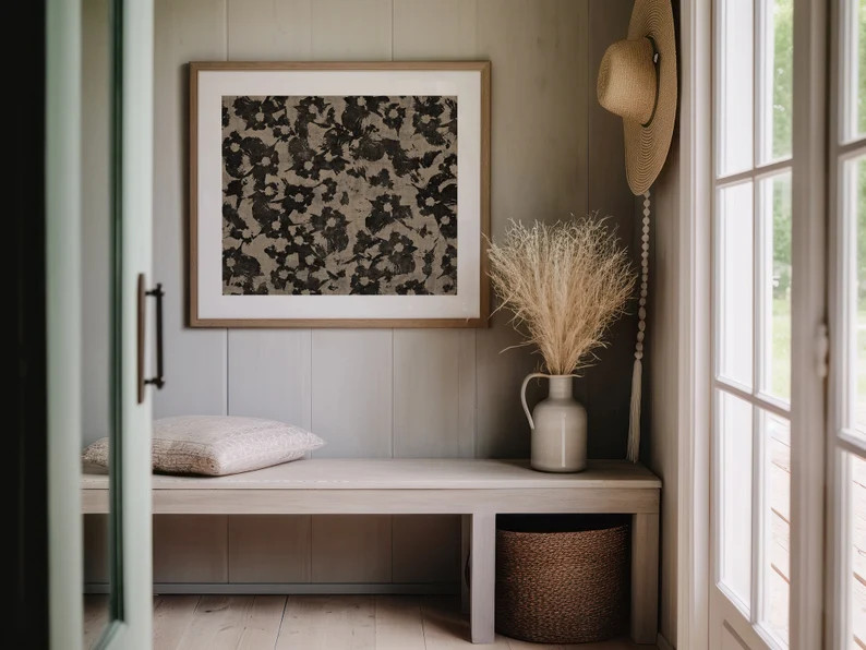 Neutral Abstract Floral Pattern Downloadable Print Botanical Japanese Wall Art Minimalist Large-s... | Etsy (US)