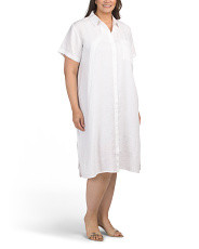 Plus Organic Linen Classic Collar Midi Dress | Casual Dresses  | Marshalls | Marshalls