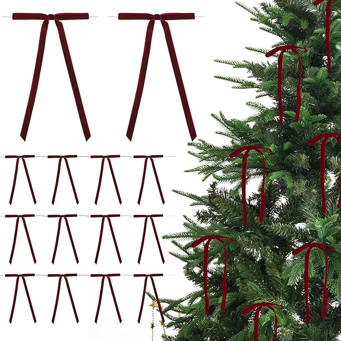 AIMUDI Red Velvet Bows 4.5" x 7" Velvet Bows for Christmas Tree Red Christmas Bows for Gift Wrapp... | Amazon (US)