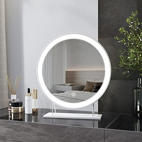 Heilmetz Vanity Mirror with Led Lights, Hollywood Vanity Mirror Lighted Makeup Mirror with Touch Control, 3 Light Modes, Hollywood Round Mirror 40 cm White Tabletop Mirror, for Women | Amazon (UK)
