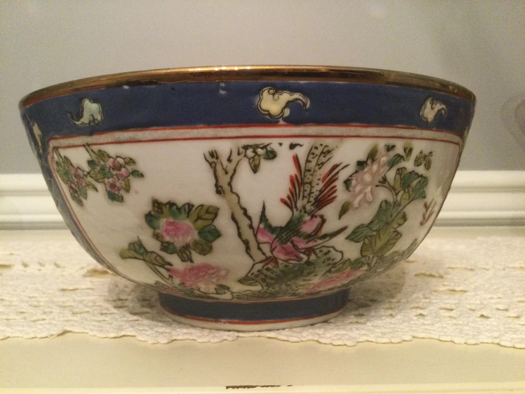 Qing Dynasty Hand Painted Bowl Blue and White Asian Pottery - Etsy | Etsy (US)