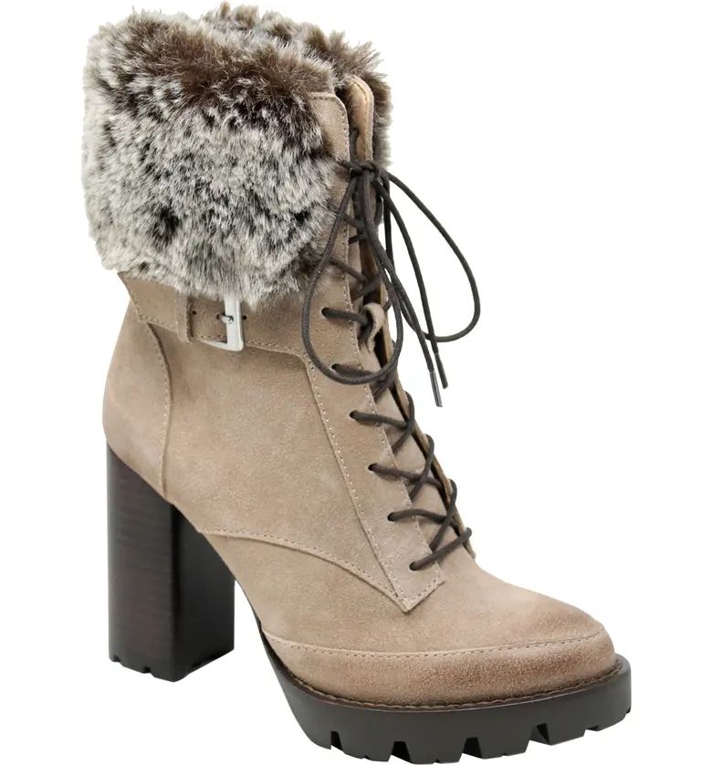 Charles David Gutsy Lace-Up Boot with Faux Fur Cuff | Nordstrom | Nordstrom