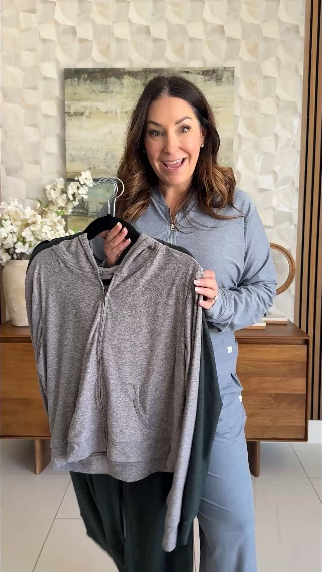 These lounge sets from Amazon are sooo comfy! they have a very similar feel to Vuori without the $ . This brand run small so I szie up to XL in pants and jackets - at 5'5 I wear the 29" inseam.