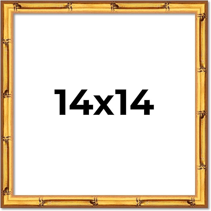 Poster Palooza 14x14 Frame Gold Bamboo Solid Wood Square Picture Frame with UV Acrylic, Foam Boar... | Amazon (US)