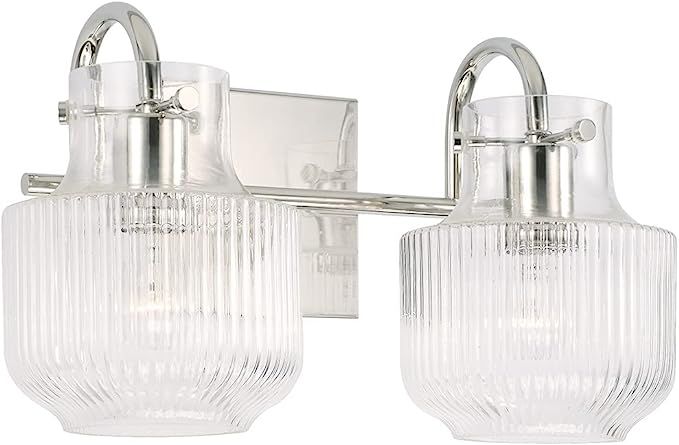 Capital Lighting 145121PN Nyla Transitional Clear Fluted Glass Vanity Lights for Bathroom, 2-Ligh... | Amazon (US)