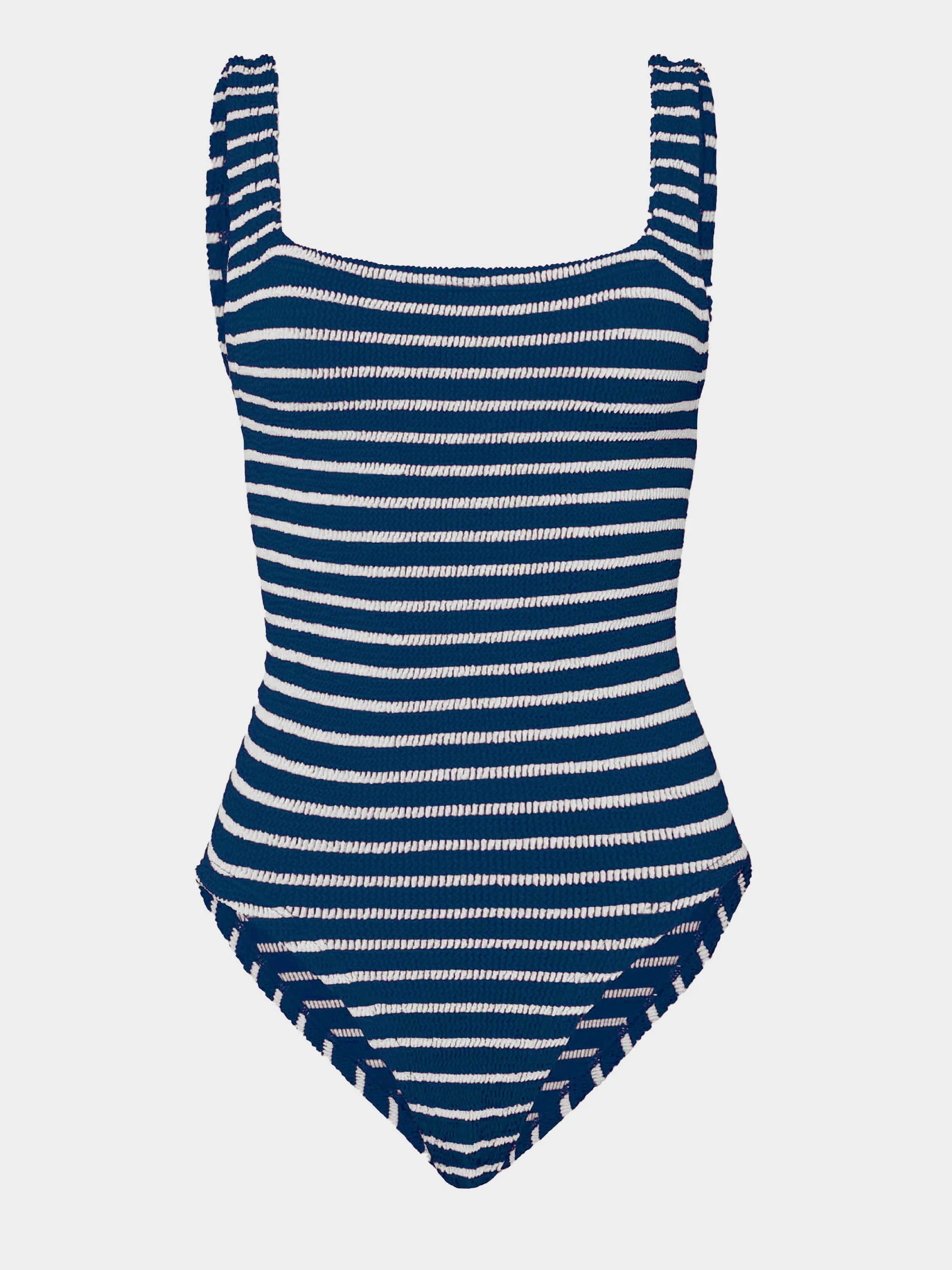 Coverage Square Neck Swim - Navy/White | HUNZA G