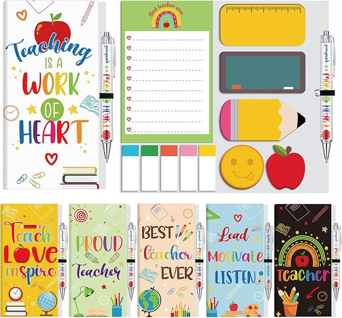 Sayglossy 6 Pack Teaching is a Work of Heart Sticky Notes and Pen Set Blackboard Pencil Apple Sel... | Amazon (US)