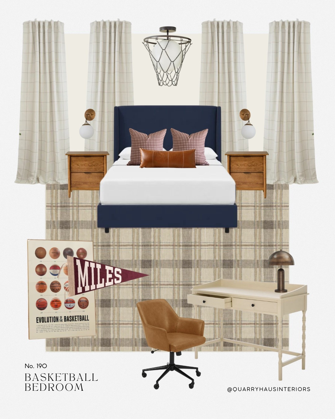 Vintage basketball boys bedroom design 🏀 paint color shown is Swiss Coffee by Benjamin Moore.

Classic timeless traditional teen toddler big kid boy room sports design decor furniture 

#LTKHome #LTKKids
