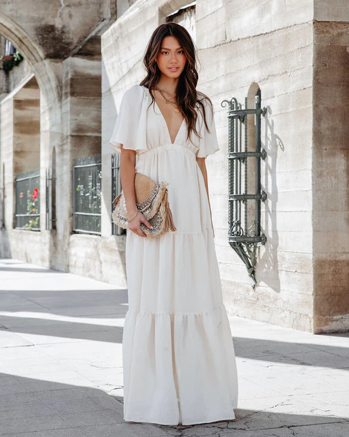Rhode Island Tiered Maxi Dress - Cream | VICI