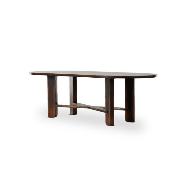 Ovilla Solid Birch Distressed Walnut Oval Dining Table | Scout & Nimble