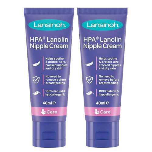 Lansinoh HPA Lanolin Nipple Cream - 2 x 40ml - Sore Nipples Cracked Skin Breast Feeding 100% Natural Hypoallergenic Tasteless & Odourless BPA BPS-free Breastfeeding Hospital Bag Maternity Essentials | Amazon (UK)