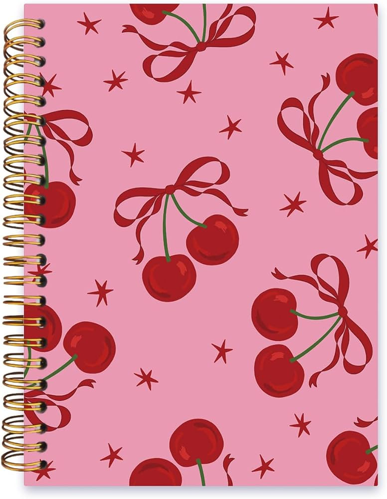 Red Cherry Bow Notebook,Coquette Aesthetic Lined Spiral Notebook Hardcover,College Ruled Notebook... | Amazon (US)