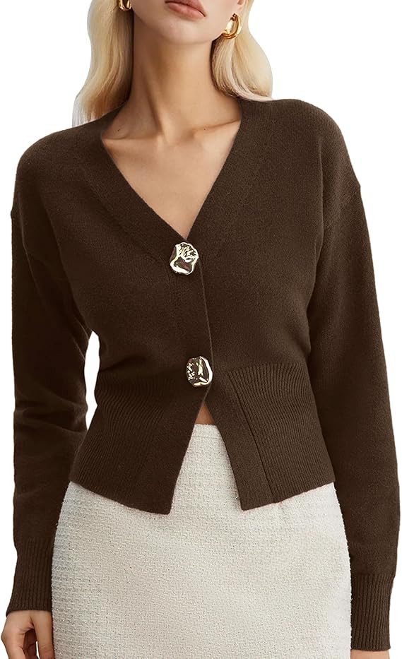 Sweaters for Women Long Sleeve V Neck Lightweight Knitted Outerwear Pullover Sweaters Trendy Tops | Amazon (US)