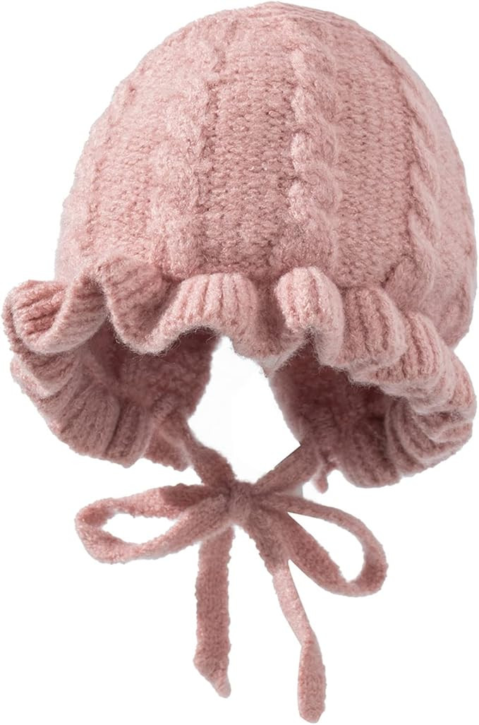 Baby Girl Boy Earflap Bonnet Cap Toddler Ruffle Knit Woolen Winter Pilot Warmer Beanie Hat 0-3 Ye... | Amazon (US)