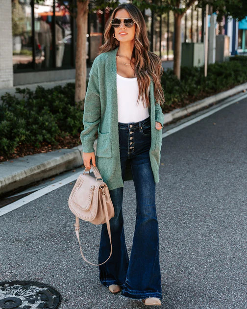 Good Lover Pocketed Chenille Cardigan - Forest Green - SALE | VICI