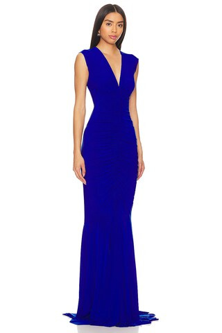 Sleeveless Deep V Neck Shirred Front Fishtail Gown
                    
                    Norma... | Revolve Clothing (Global)