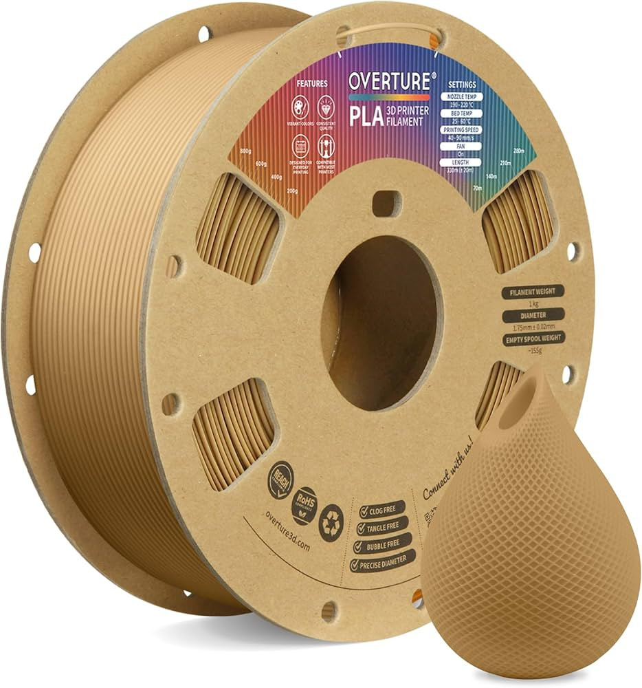 OVERTURE PLA Filament 1.75mm PLA 3D Printer Filament, 1kg Cardboard Spool (2.2lbs), Dimensional A... | Amazon (US)