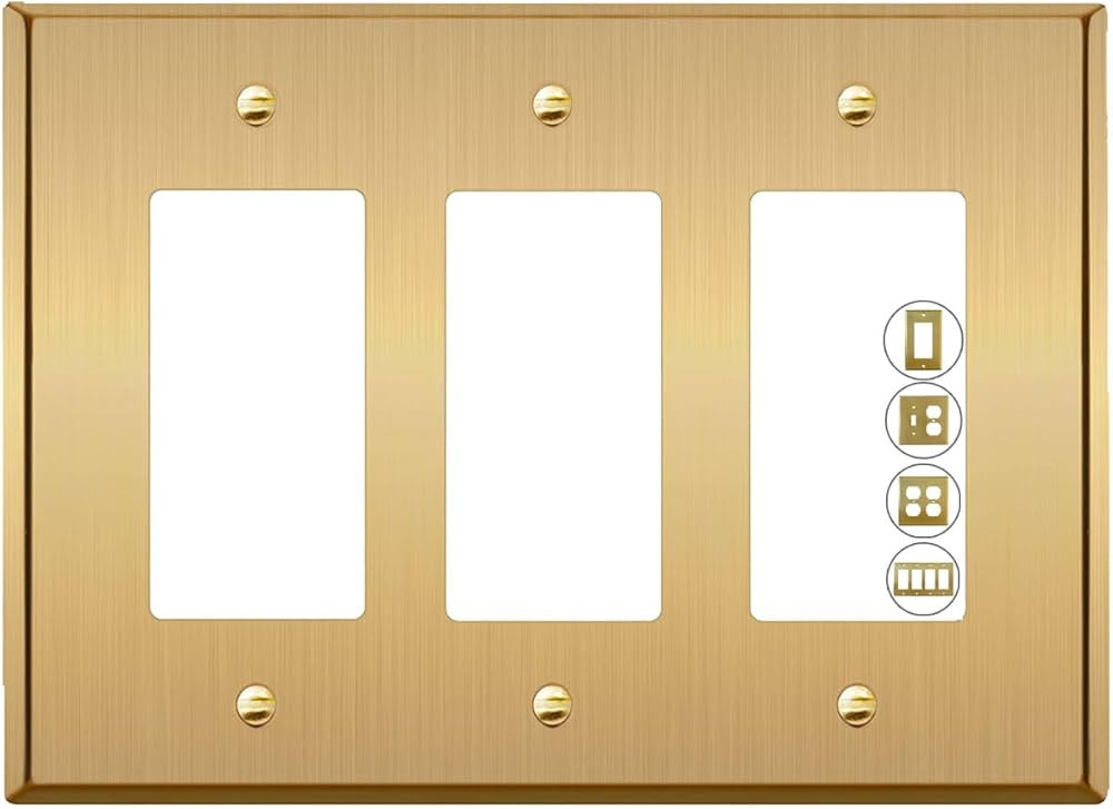 Rio Salto BRASS Metal Gold Triple Rocker Light Switch Wall Plate or Outlet Cover MID SIZE Wall Pl... | Amazon (US)