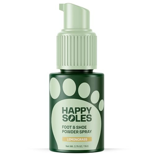 Happy Soles Foot & Shoe Deodorizer Powder Spray - Talc-Free, Vegan, Non-Aerosol Mess-Free Spray - Absorbs Sweat & Fights Odor with Bamboo & Tapioca - Long-Lasting Freshness & Comfort (Lemongrass) | Amazon (US)