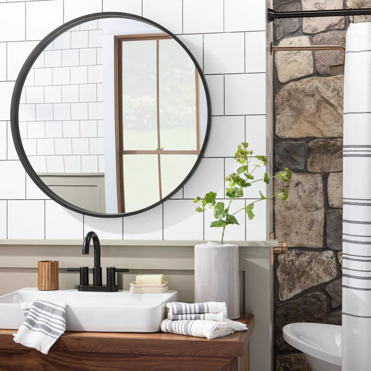 Round Wood Framed Wall Mirror - Hearth & Hand™ with Magnolia | Target
