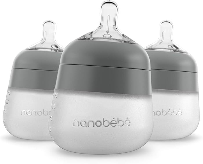 Nanobebe Flexy Silicone Baby Bottle, Anti-Colic, Natural Feel, Non-Collapsing Nipple, Non-Tip Sta... | Amazon (US)