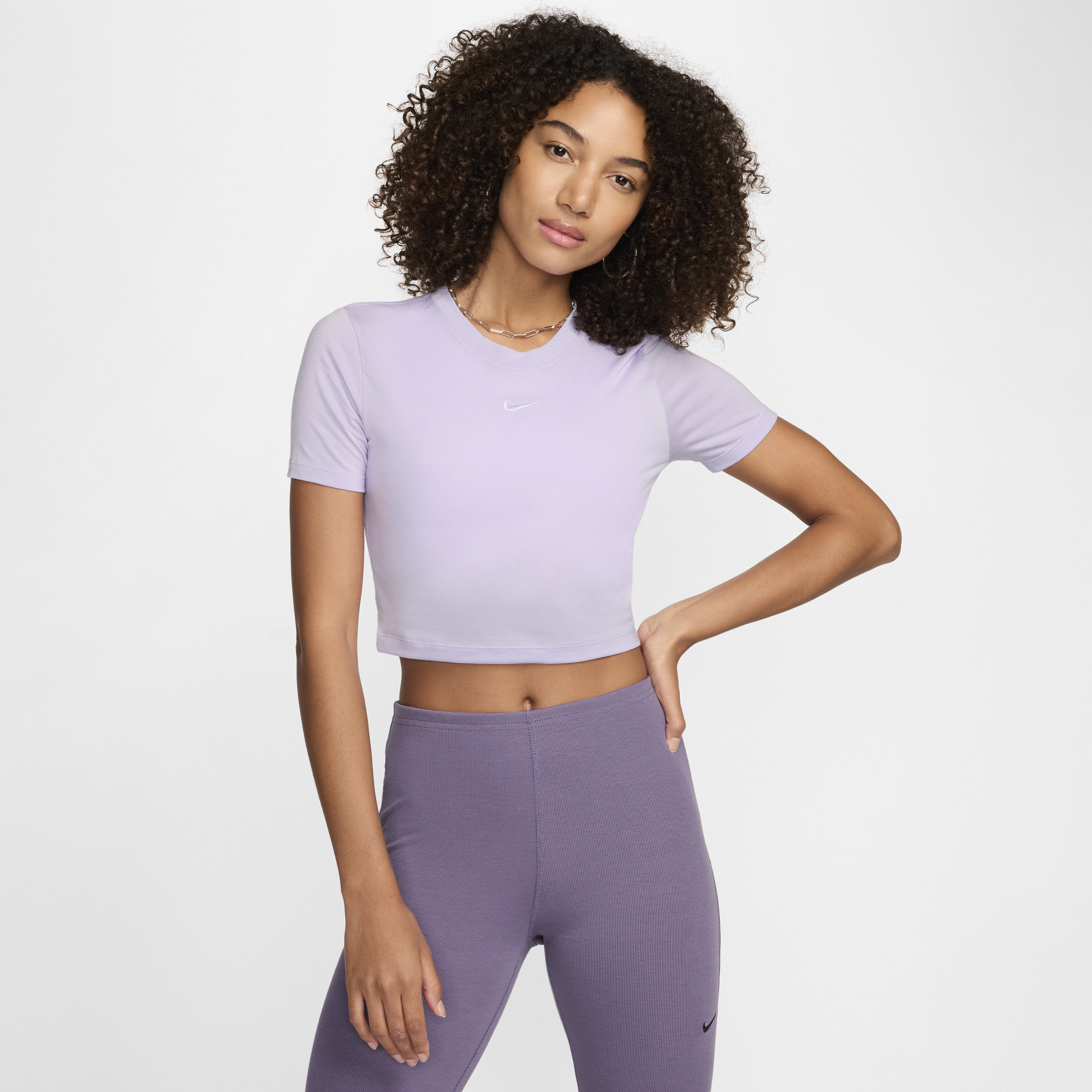 Women's Nike Sportswear Essential Slim Cropped T-Shirt in Purple | FB2873-511 | Nike (US)