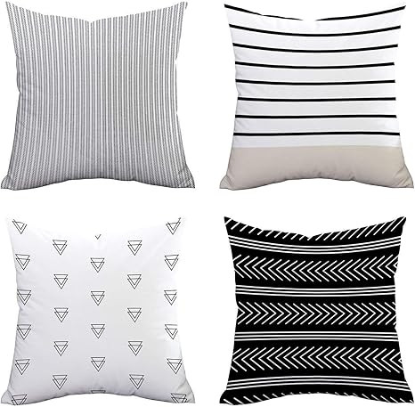 Fascidorm Set of 4 Pillow Covers Stripe Pattern Throw Pillow Case Daily Decorations Sofa Throw Pi... | Amazon (US)