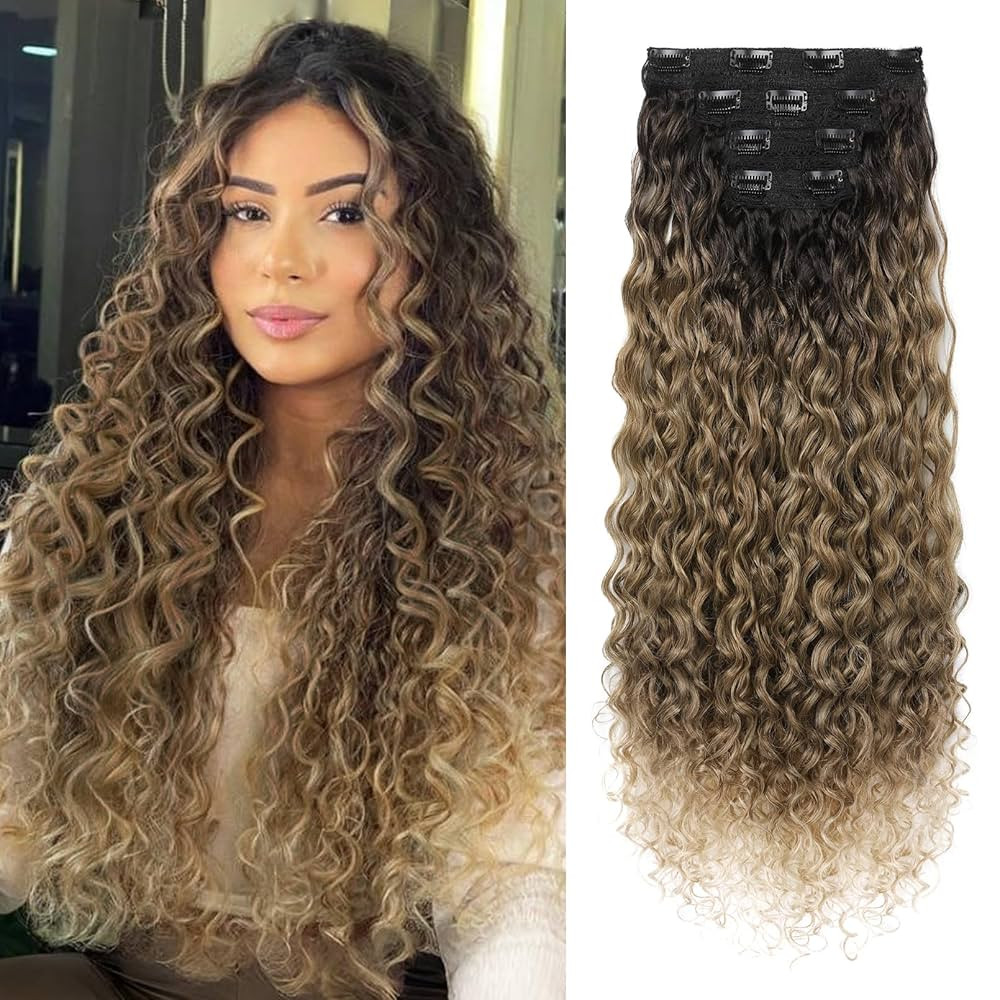 LONAI 4PC Clip in Hair Extensions, 100％ Pure Protein Silk Curly Hair Extension for Women, 26 In... | Amazon (US)