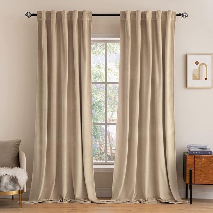 MIULEE Velvet Curtains 96 inches 2 Panels - Luxury Blackout Curtains for Bedroom Living Room Ther... | Amazon (US)