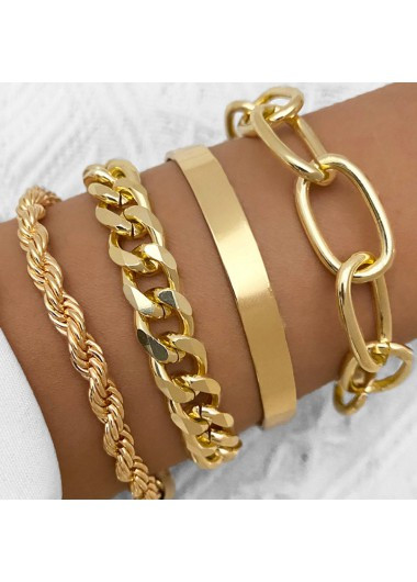 Metal Detail Gold Chain Design Bracelet Set | Rotita.com - USD $4.98 | rotita.com