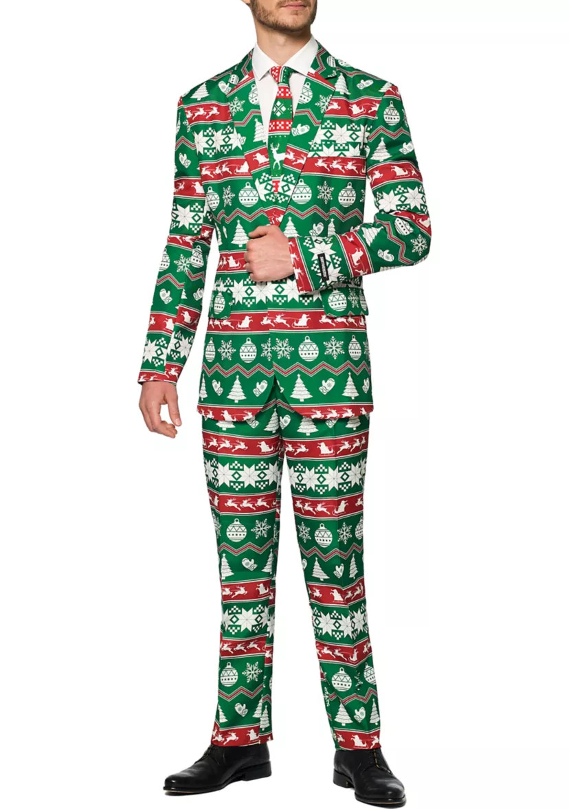 Christmas Green Nordic 2 Piece Suit + Tie | Belk
