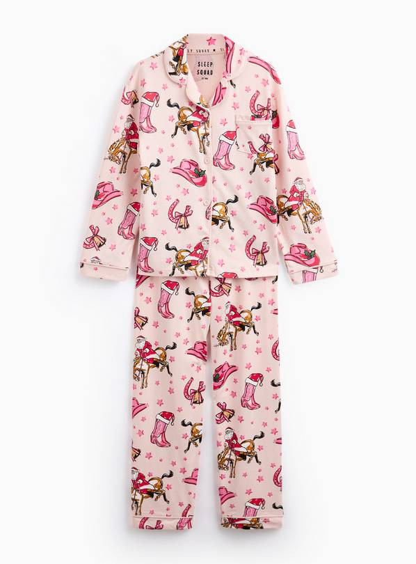Mini Me Pink Christmas Horses Printed Jersey Traditional Pyjamas 11-12 years | Tu Clothing