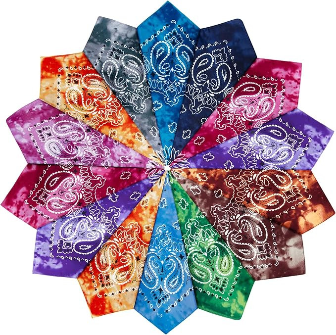 YSense 14 pieces Bandanas Paisley Print Novelty Headband Cowboy Headwraps Scarfs Hair Head Bandan... | Amazon (US)