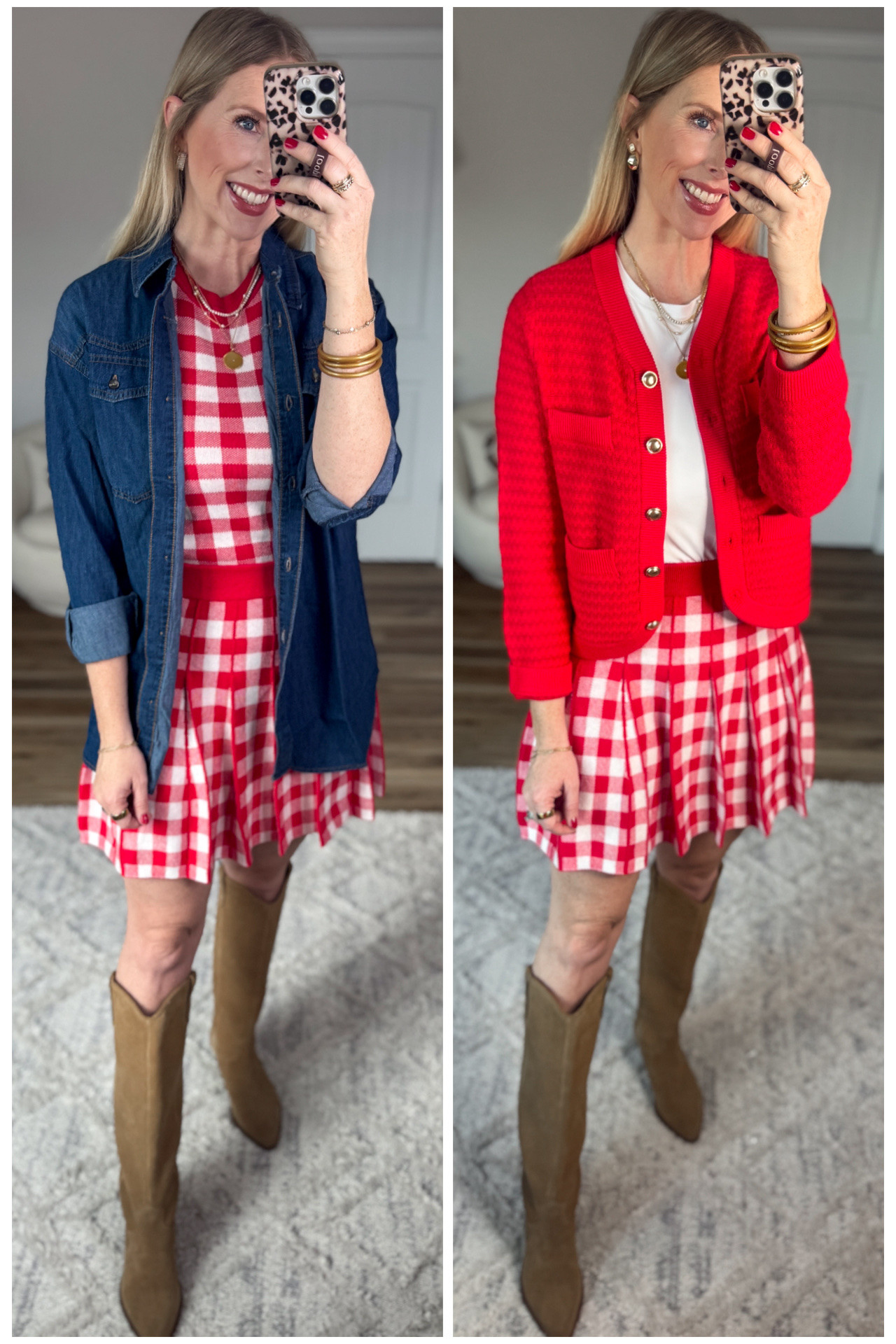 2 ways to wear this red and white gingham pleated mini skirt from Walmart! Size small 

#LTKFindsUnder50 #LTKootd