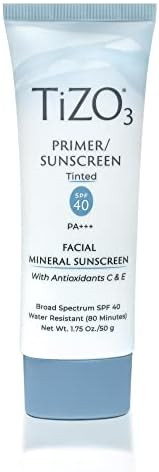 TiZO3 Facial Mineral Sunscreen and Primer, Tinted Broad Spectrum SPF 40 with Antioxidants, Sheer ... | Amazon (US)