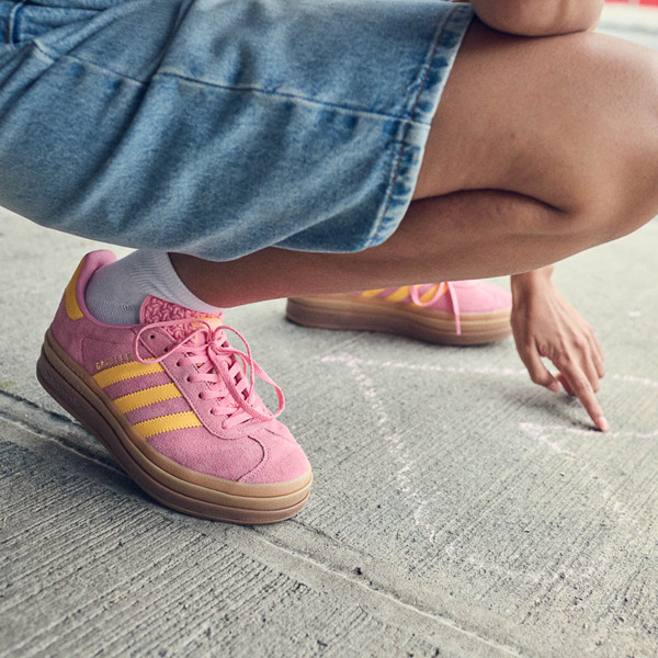 Womens adidas Gazelle Bold Athletic Shoe - Bliss Pink / Spark Yellow / Gum | Journeys