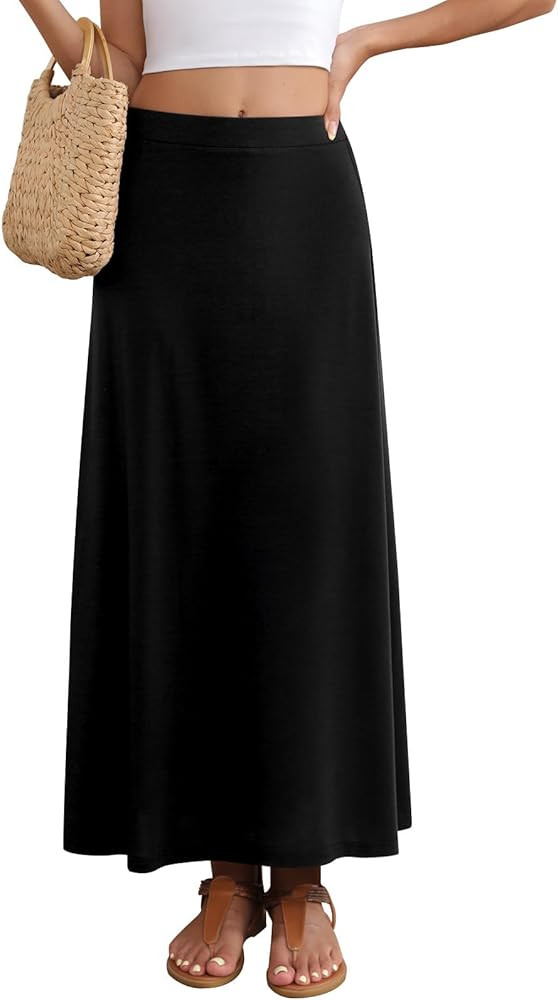 Women's Maxi Skirt Flowy A-line High Waisted Casual Long Skirts | Amazon (US)