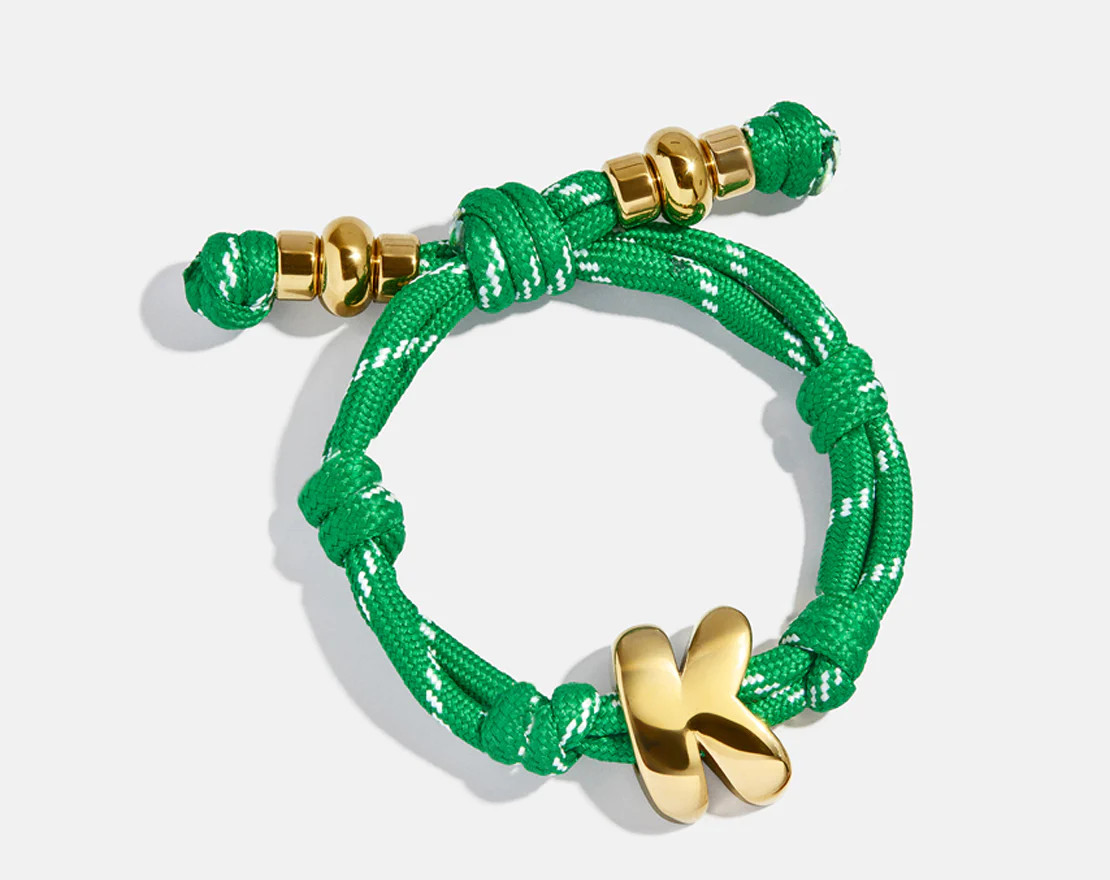 Knotty Initial Custom Bracelet - Bright Green Single Letter | BaubleBar