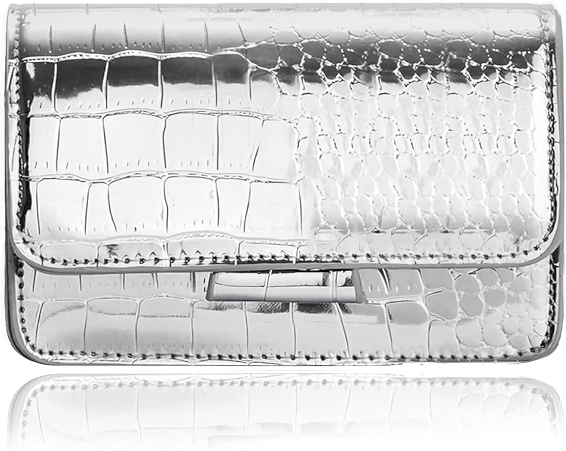 Small Crossbody Purse Bag for Women，Y2K Cute Metallic Croc-Embossed Handbag with Chain Strap | Amazon (US)