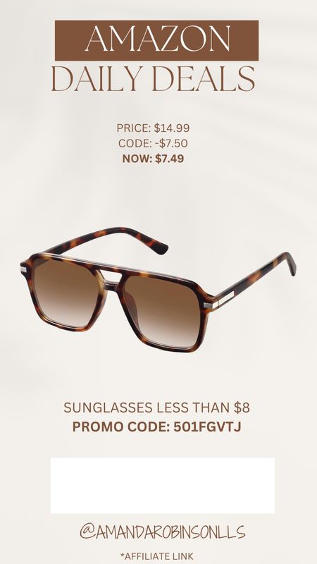 Amazon Daily Deals
Sunglasses

#LTKSaleAlert