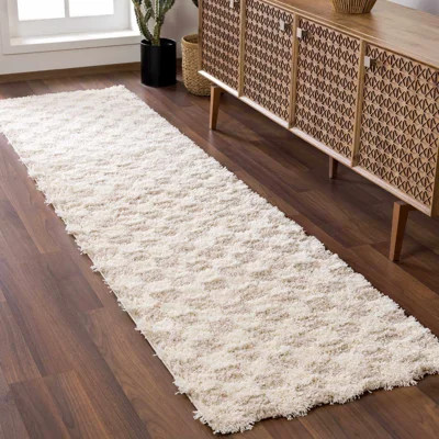 Atiran Checkered Shag Beige Area Rug | Wayfair North America