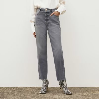 Grey RI Studio High Waisted Straight Jeans | River Island (UK & IE)