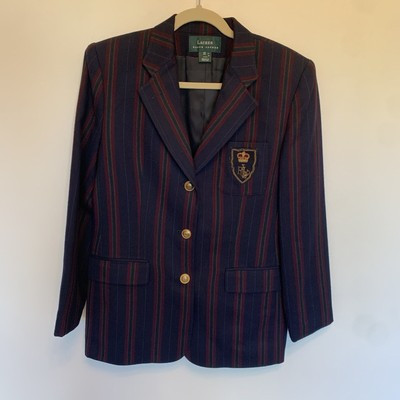 Vintage Ralph Lauren Preppy College Blazer Bullion Crest navy burgundy size 10   | eBay | eBay US