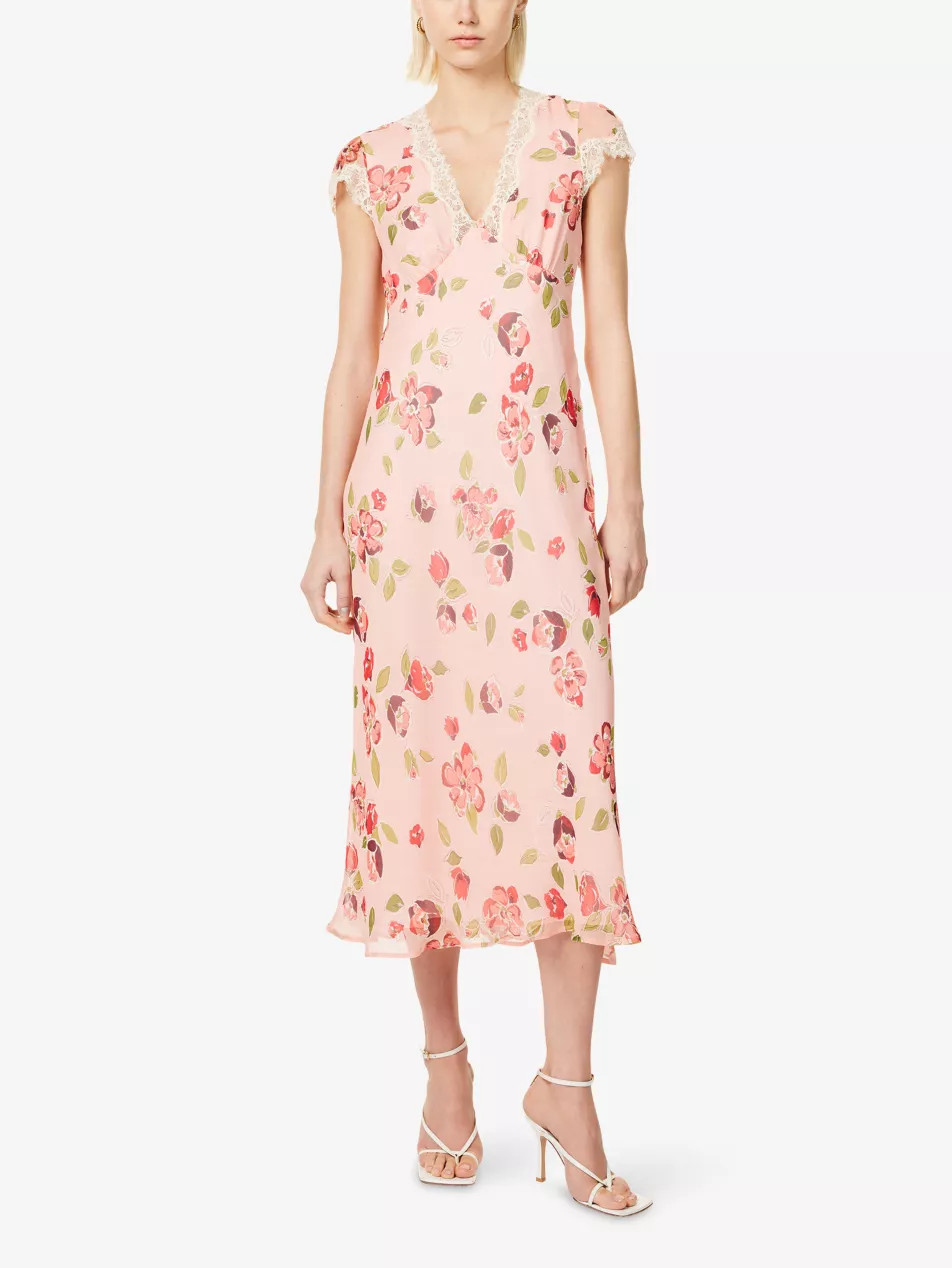 Clarice Floral-Print Chiffon Midi Dress | Selfridges